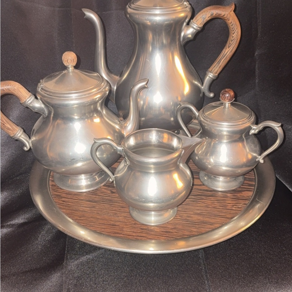 Vintage MCM Royal Holland KDM Daalderop Pewter Coffee & 5 PieceTea Set